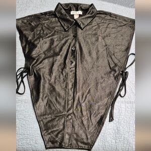 Love J Shiny Black Sleeveless Top